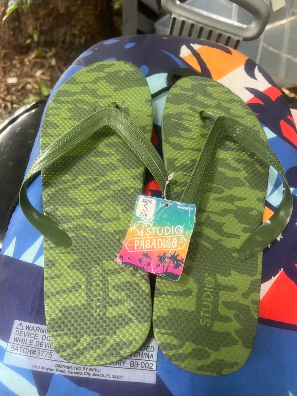 Men's Green Camo Flip Flops